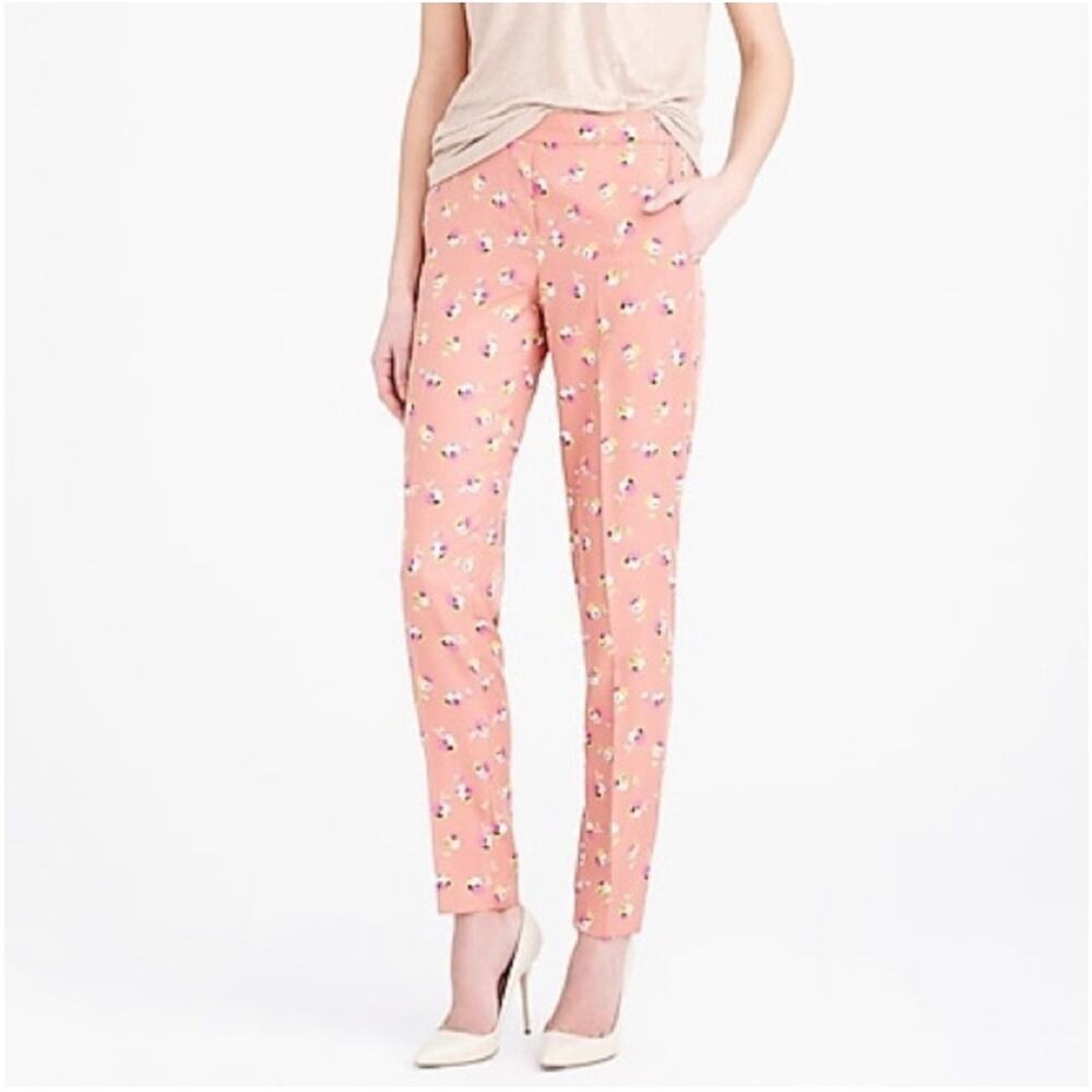 J. Crew Pink Floral Straight-Leg Pants